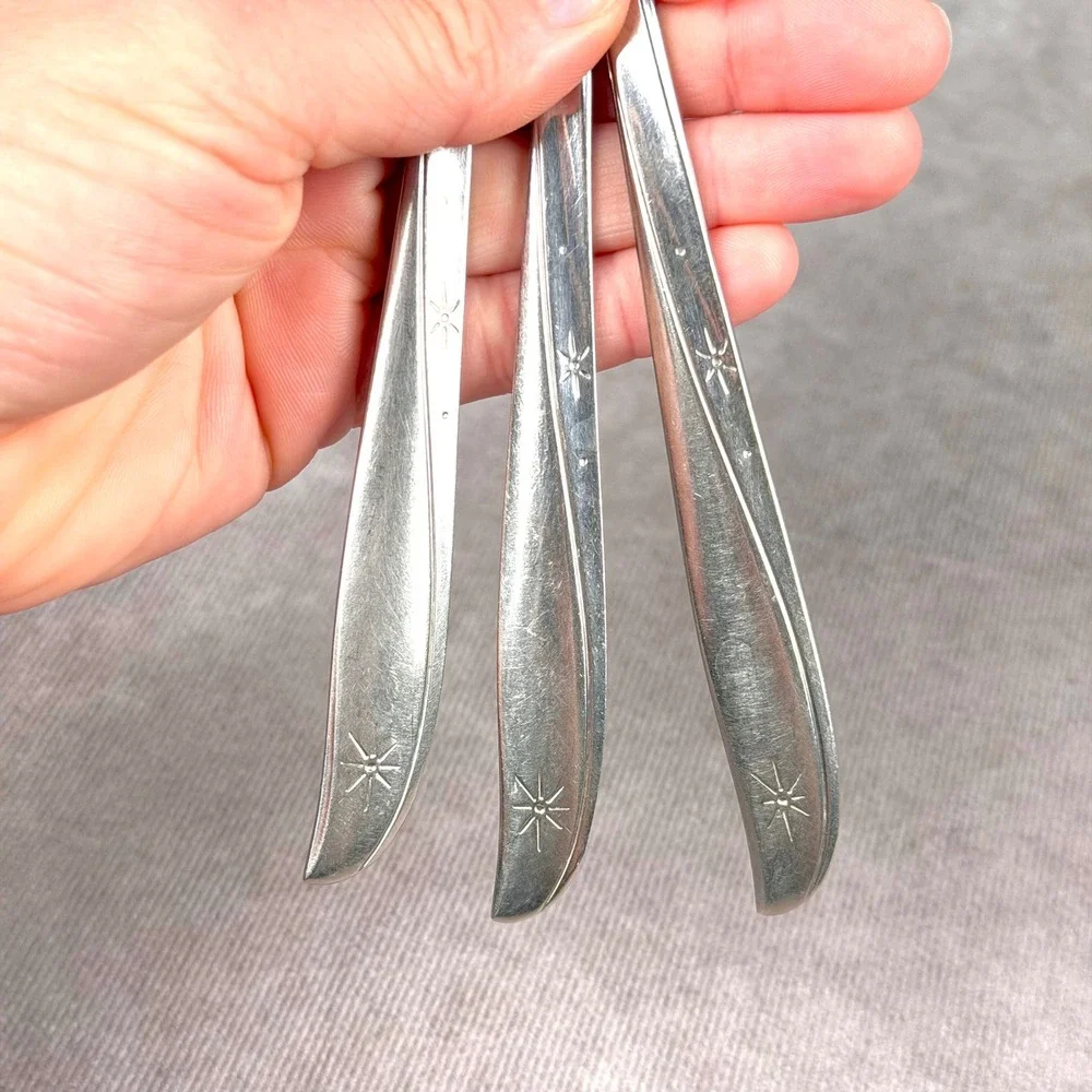 Oneida Community Stainless Twin Star Serving Slotted Spoon Ladle Fork 3 pc Set